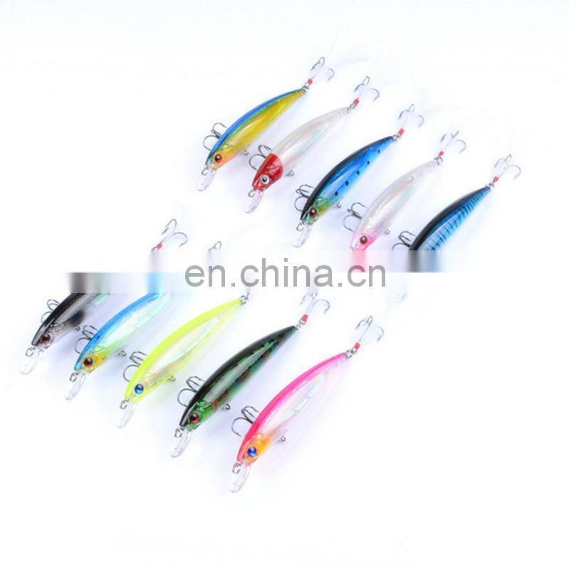 Hot Sale 11cm 13.4g ABS Plastic Fish Bait Fishing Minnow With Feather Hook