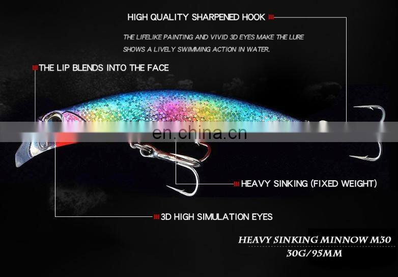 fish lure 30g 9.5cm sinking minnow long casting fish tackle hard plastic fish lure bait pesca lure