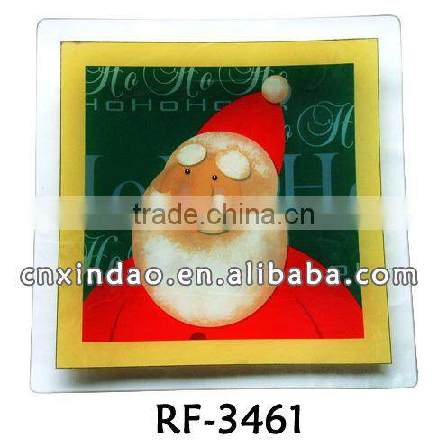 Professional Christmas Designed Glass Fruit Plate with Sqaure Shape for Glass Plate Wholesale