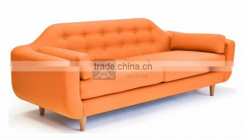 SF-129 Curved Shape Back Orange Color Parlour Sofa