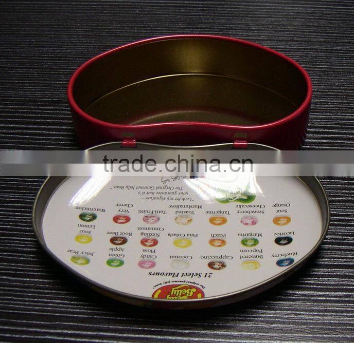 food grade hinged lid special shape tin box