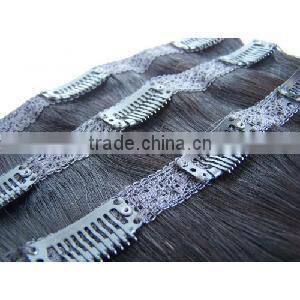 Lace clip in hair,100% remy human hair extension