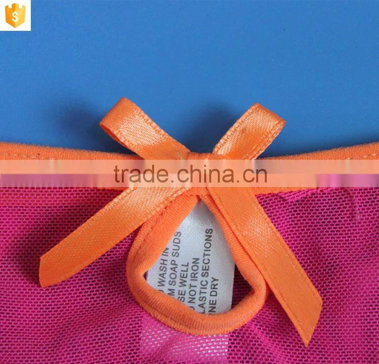 Satin bow sexy lace panty,pink women thong ubderwear