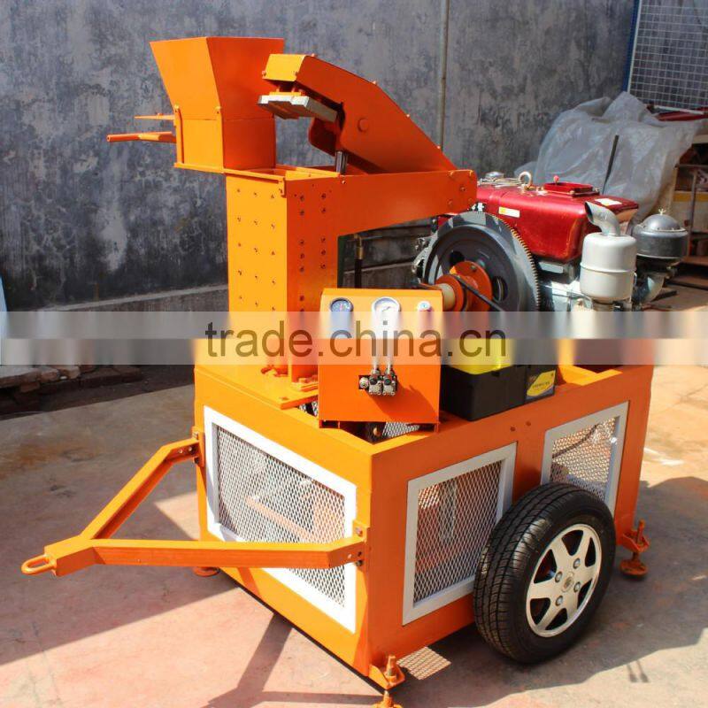FL1-20 electric motor interlocking brick making machine design with car tire and tractor