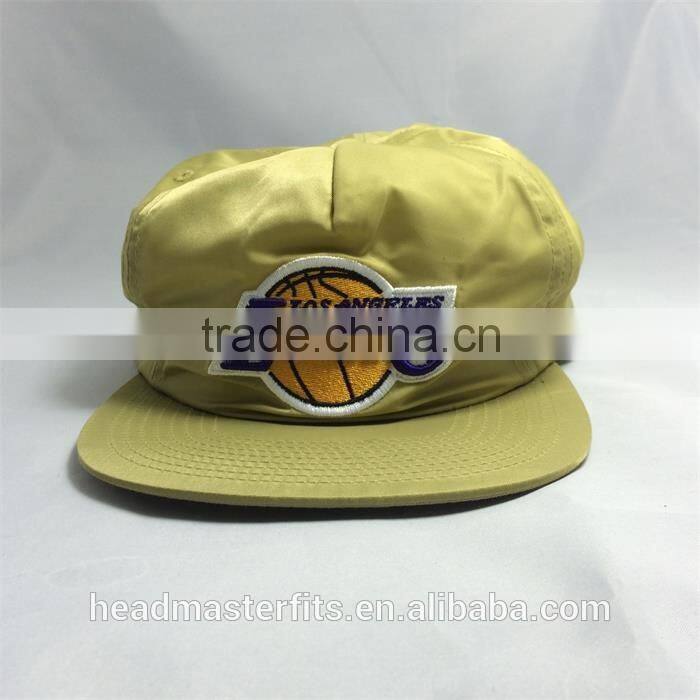 Wholesale unstructured flat cap Nylon snapback cap