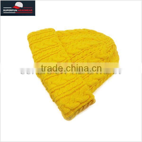 folded preferential knitted dobby winter crochet hats and caps