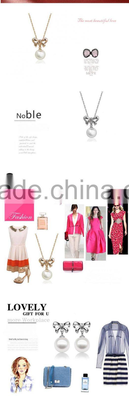 graceful pearl silver necklace earrings set, princess necklace and earring sets