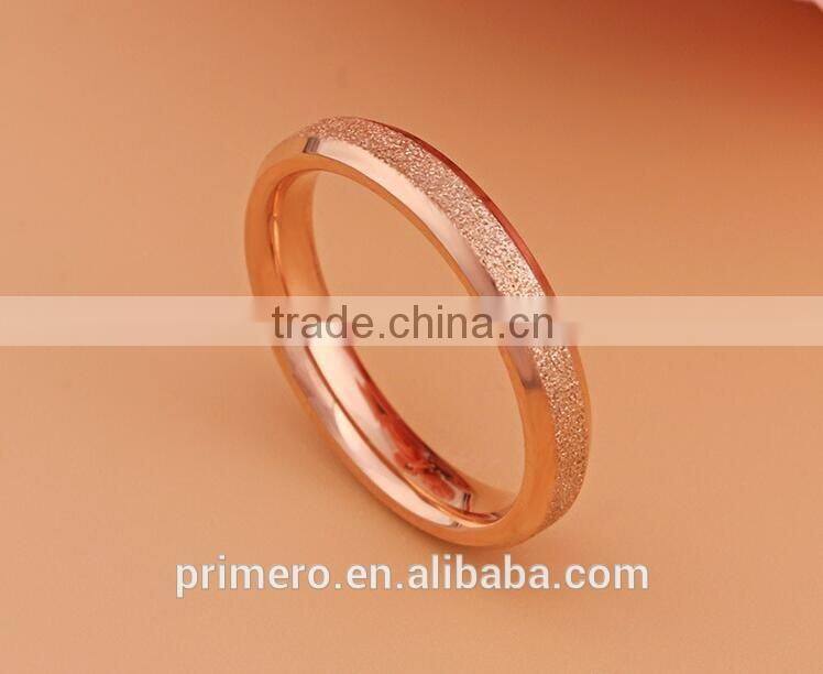 Top Quality Matte Ring 18K Rose Gold Plated Fashion Titanium Steel Full Sizes Women Ring Wholesale