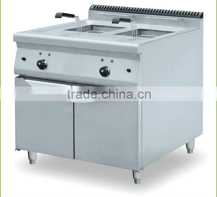 Restaurant Equipment Free Standing 2 Tanks Stainless Steel Gas Deep Fat Fryer With Cabinet BN900-G801