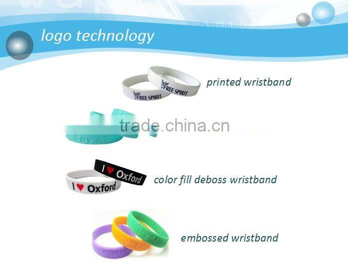 no minimum custom embossed ink filled silicone wristband