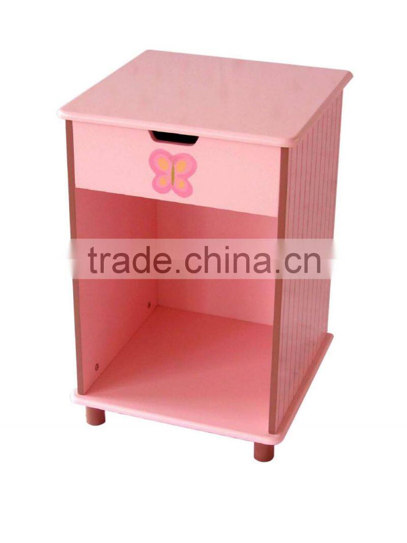 modern and good looking pink color small wood bedside table