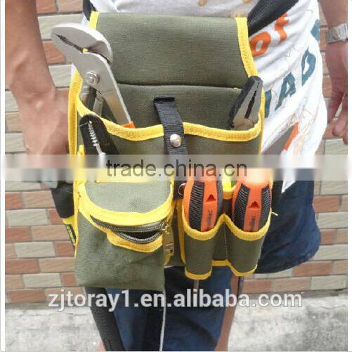 Olive Adjustable Strap Canvas Waist Tool Bag for Men