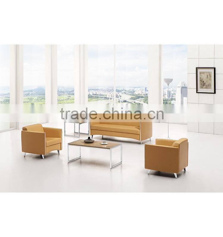 Cheap modern Leather Office sofa/stainless steel frame office sofa
