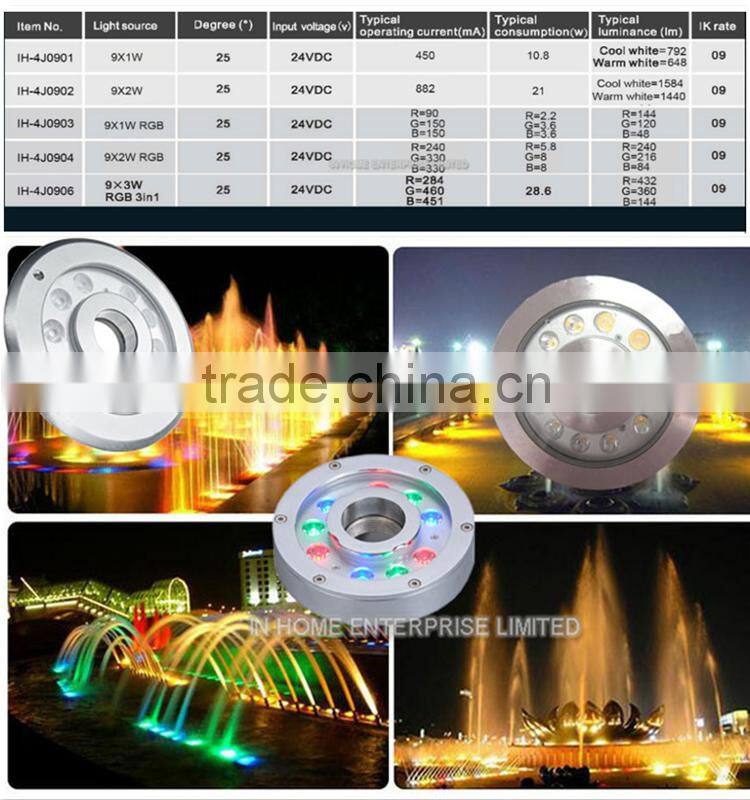 High quality IP68 underwater light, ss316 3w led underwater fountain light