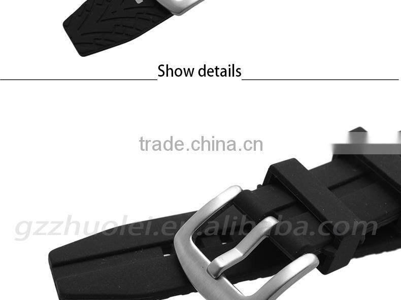 Hotsale 22|24mm waterproof high quality silicone watch strap with stainless steel buckle