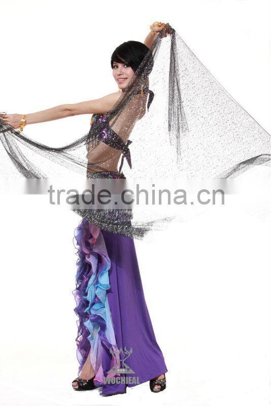 Belly dance performance / practice costume veil for ladies with glittering dots (SJ009)