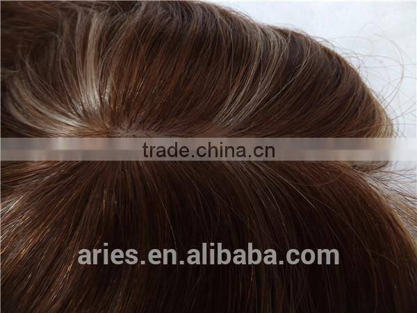 silk top and pu around the toupee, afro curl men toupee natural hairline