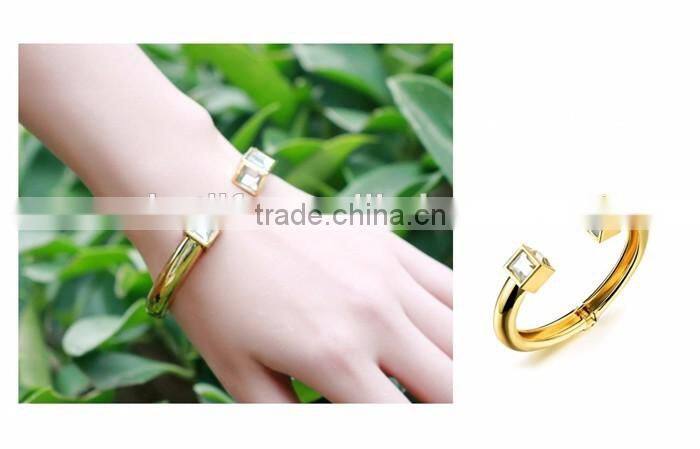 gold plating fashion 2016 girl rhinestone cuff bangle
