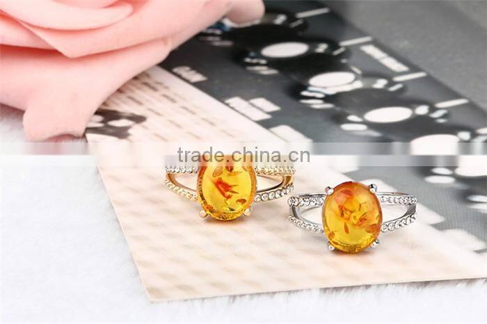 Less than 1 dollar imitation amber jewelry rhinestone gemstone finger ring