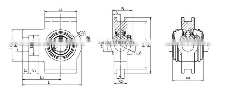 High grade cast iron housing narrow slot take up unit pillow blocks bearing