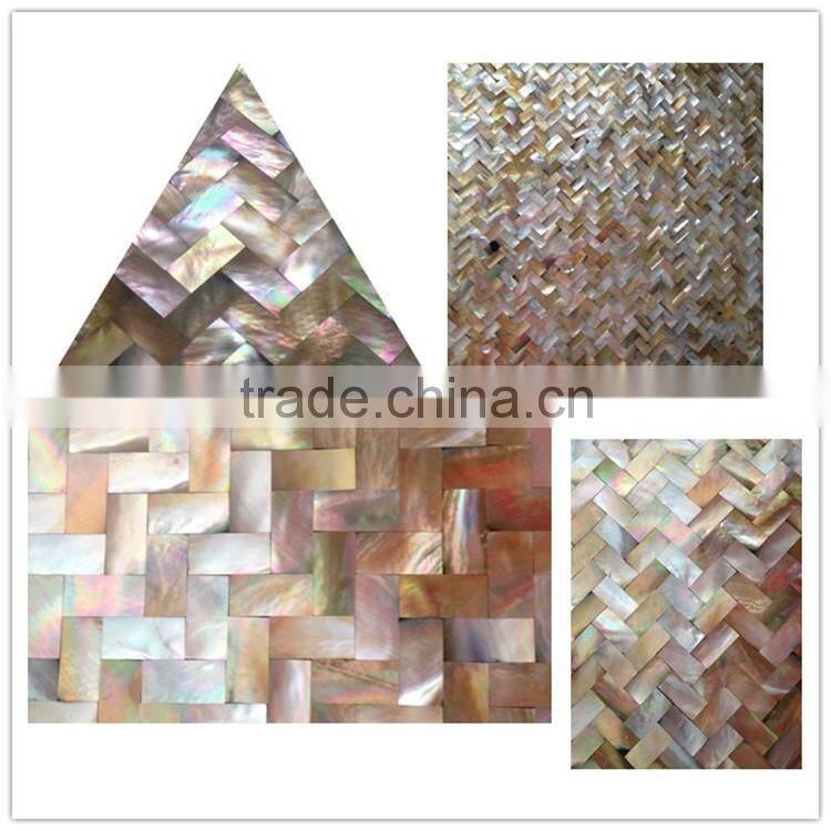 price 10*20mm herringbone brown color sea shell mosaic tile for wall panel
