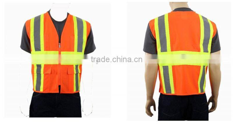 birdeye mesh high visibility safety reflective red/orange/yellow jacket