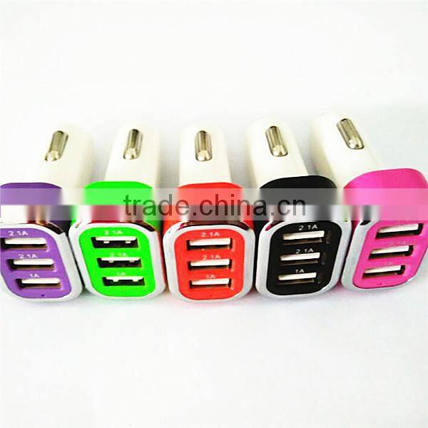 5.1a portable usb car charger 3 usb ports car charger adapter for smartphone