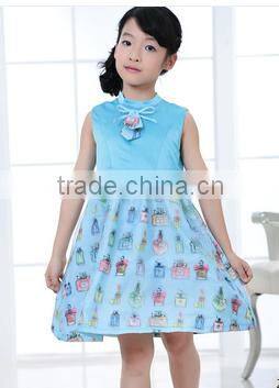 Fashion design wholesale little baby girls sleeveless dresses with print heart