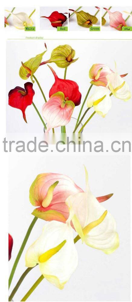 Single head red anthurium flowers, 51cm anthurium artificial flowers for public decoration