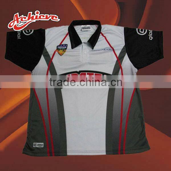 100% polyester fabric cut and sew custom cricket shirt