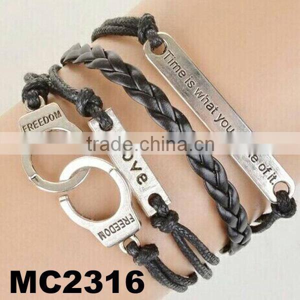 cheap personalised braided leather rope infinity one direction bracelets