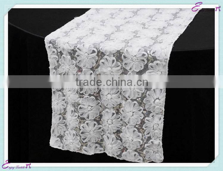 YHR#13 ribbon&sequin banquet wedding wholesale table runner cloth overlay linens