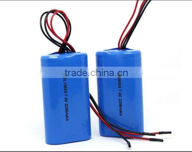 Led Light OEM/ODM 7.4v 2s1p 18650 2200mah li-ion battery made in china