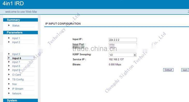 Digital tv headend equipment Internet tv decoder Support Wawzo Server with 1 asi Multipled