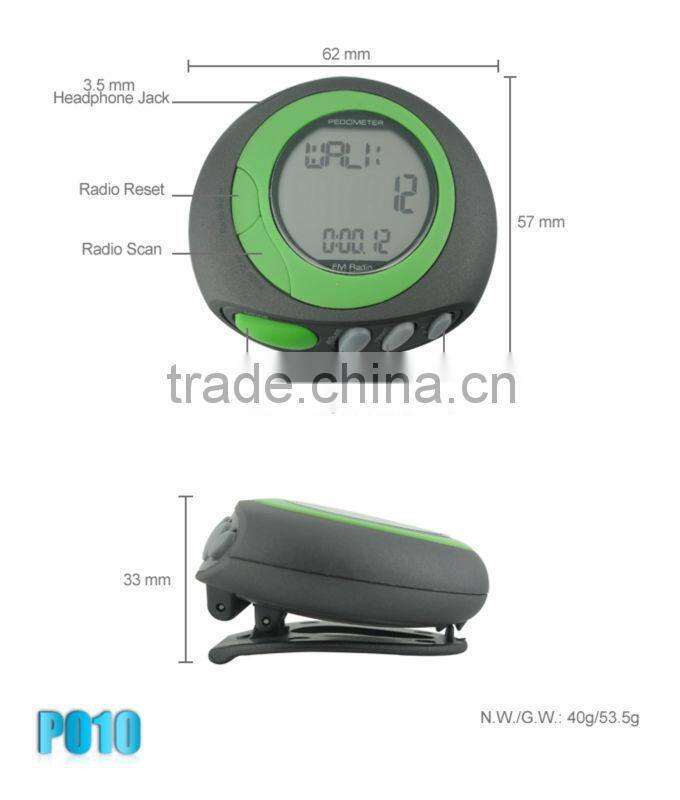 7 days memory 3D FM pedometer manual for ce pedometer