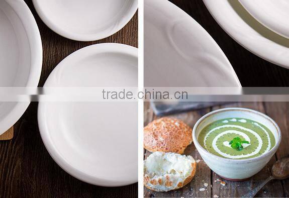 New 2016 ceramic dinnerware modern kitchen design dinner white round deep soup plate and dish for wedding