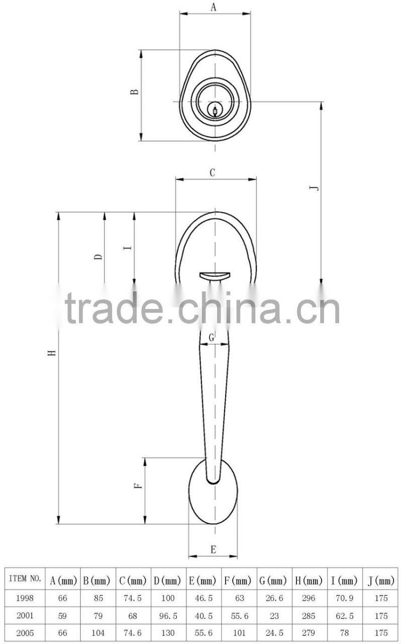 Zinc Alloy security lockset handle and knob mortise gate lock