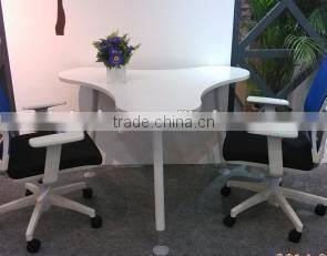 Elegant and concise MDF white painting office furniture wooden irregular coffee table