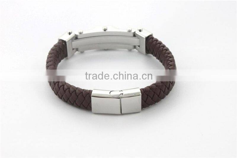 High Quality brown Leather Bracelet w/magnetic closure fashion jewelry