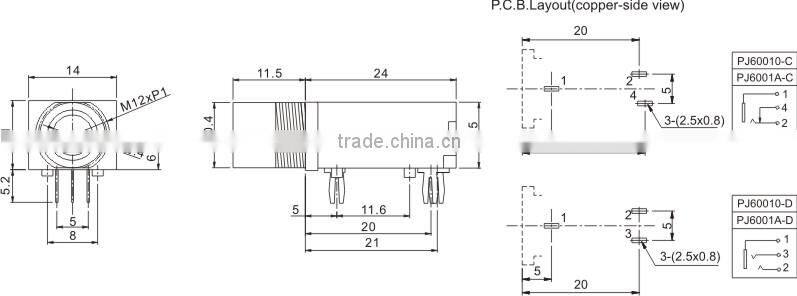 Our factory smt 6.35mm phone jack for audio and video