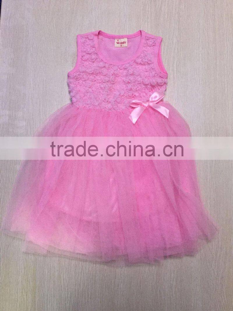 Baby Girl 2015 Wedding Party Dress Lace Cotton Puffy Dress Many Color Bowknot Dress