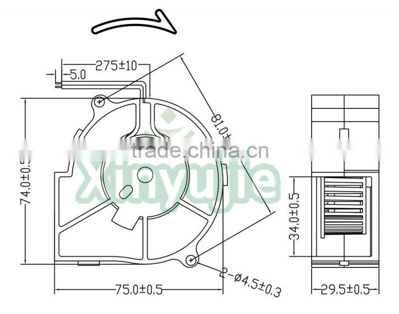 XYJ7530 75mm high air flow customized industrial centrifugal fan