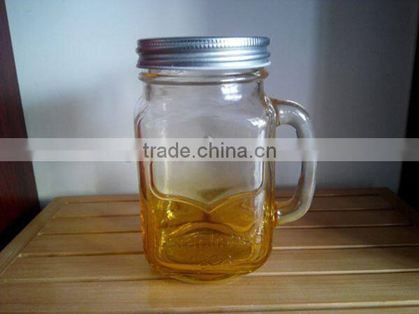 Glass storage jars with handle and logo printing