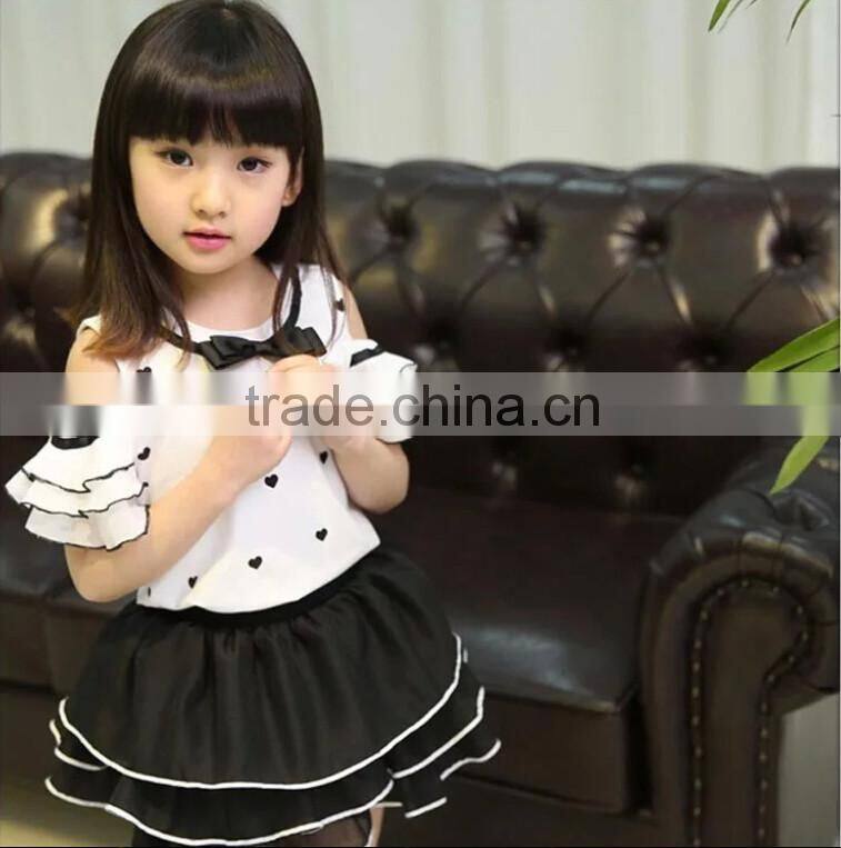 New Arrival Baby Girls Dress 2015 Pink And Red Flower With Brooch Children Party Cotton And Chiffon Dress