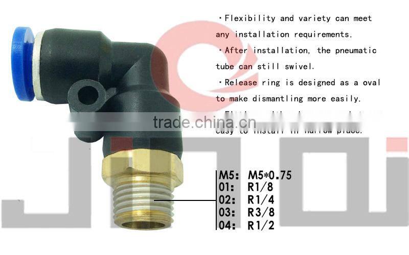 made in china pneumatic brass elbow male bsp thread quick release plastic fitting