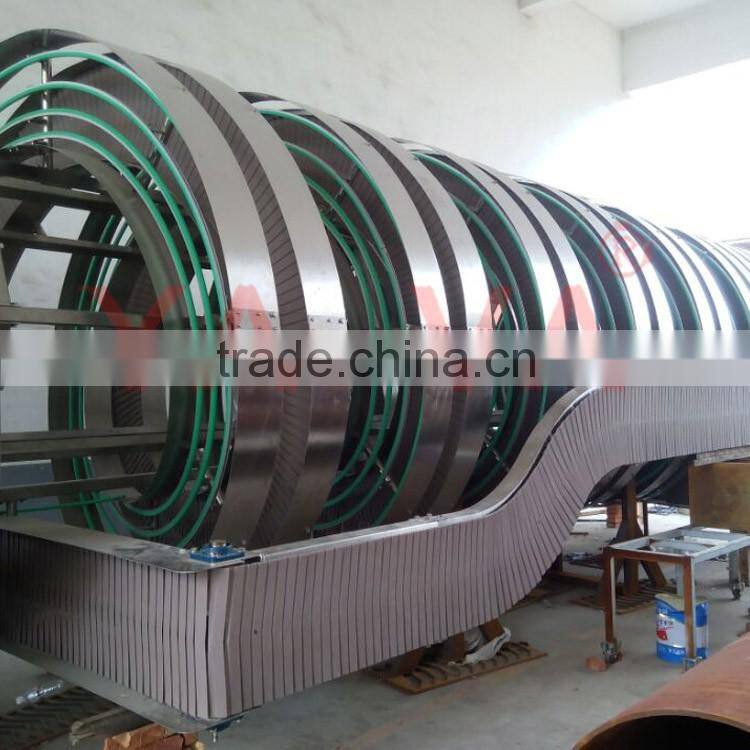Vertical Transfer POM chain spiral conveyor with Rubber pad for anti-slip