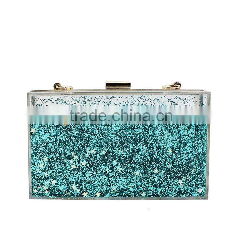 Transparent acrylic material clutch bag for women 2016