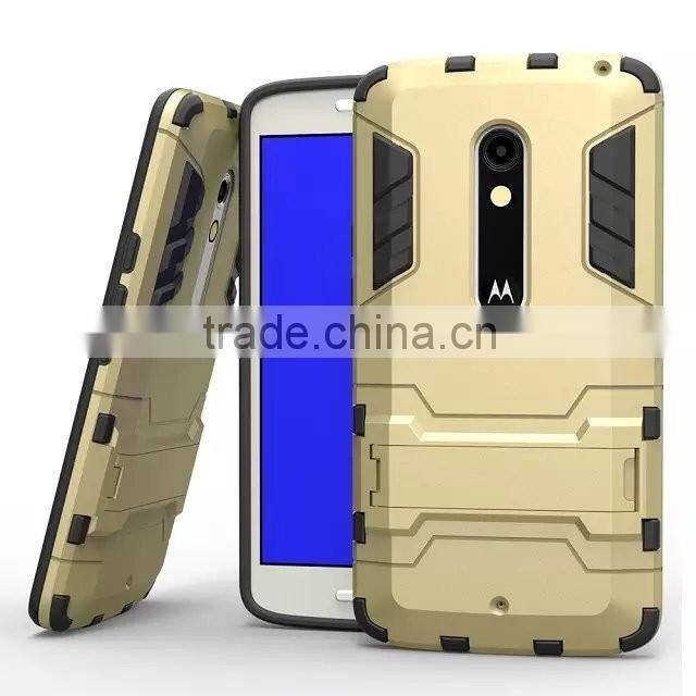 2 In 1 Hot Selling Iron-Bear Stand Rugged Hybrid Protective Case for Moto X Play