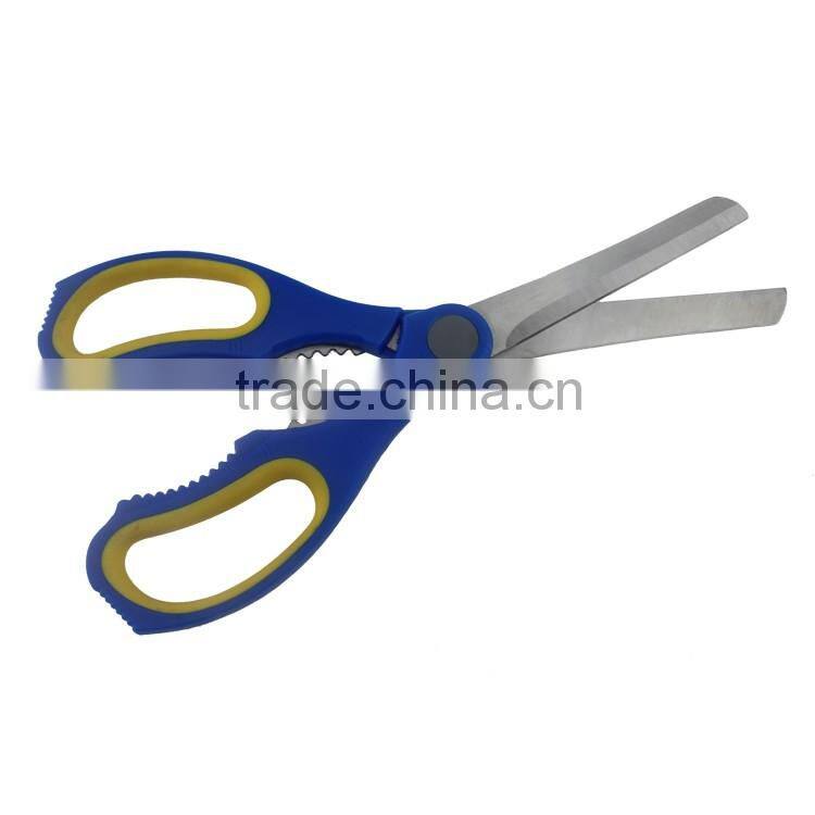 Kowin 9.25 inch Stainless Steel multipurposed kitchen scissos with yellow and blue plastic handle