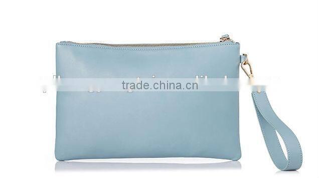 Blue leather lock evening bag clutch